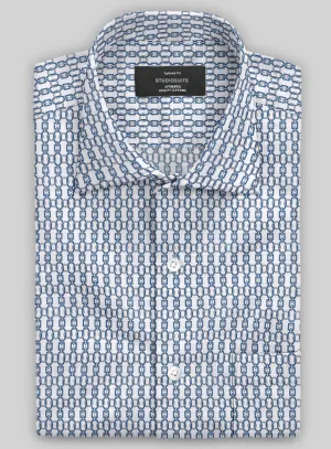 Italian Catena Blue Summer Linen Shirt