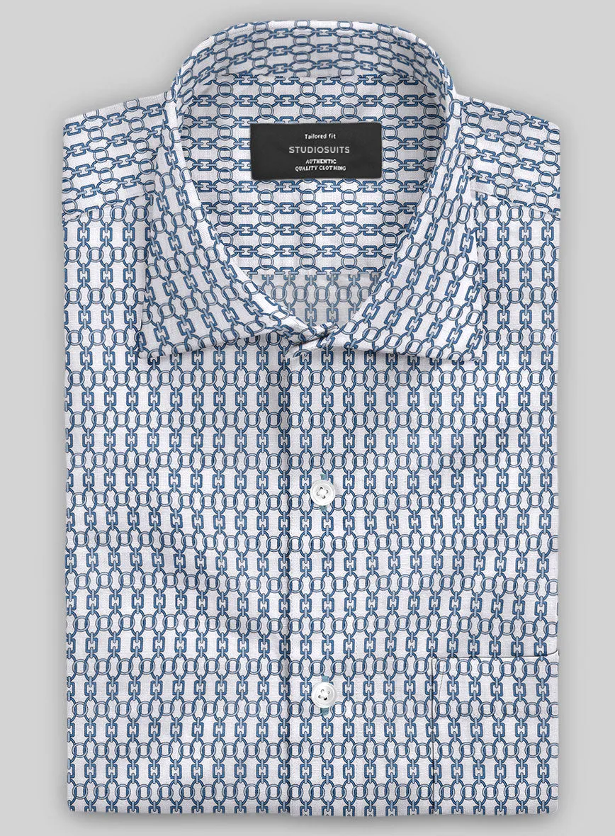 Italian Catena Blue Summer Linen Shirt