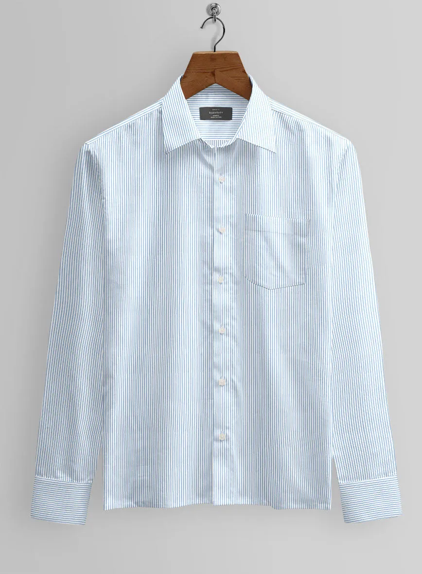 Italian Lombardo Mid Blue Stripes Shirt