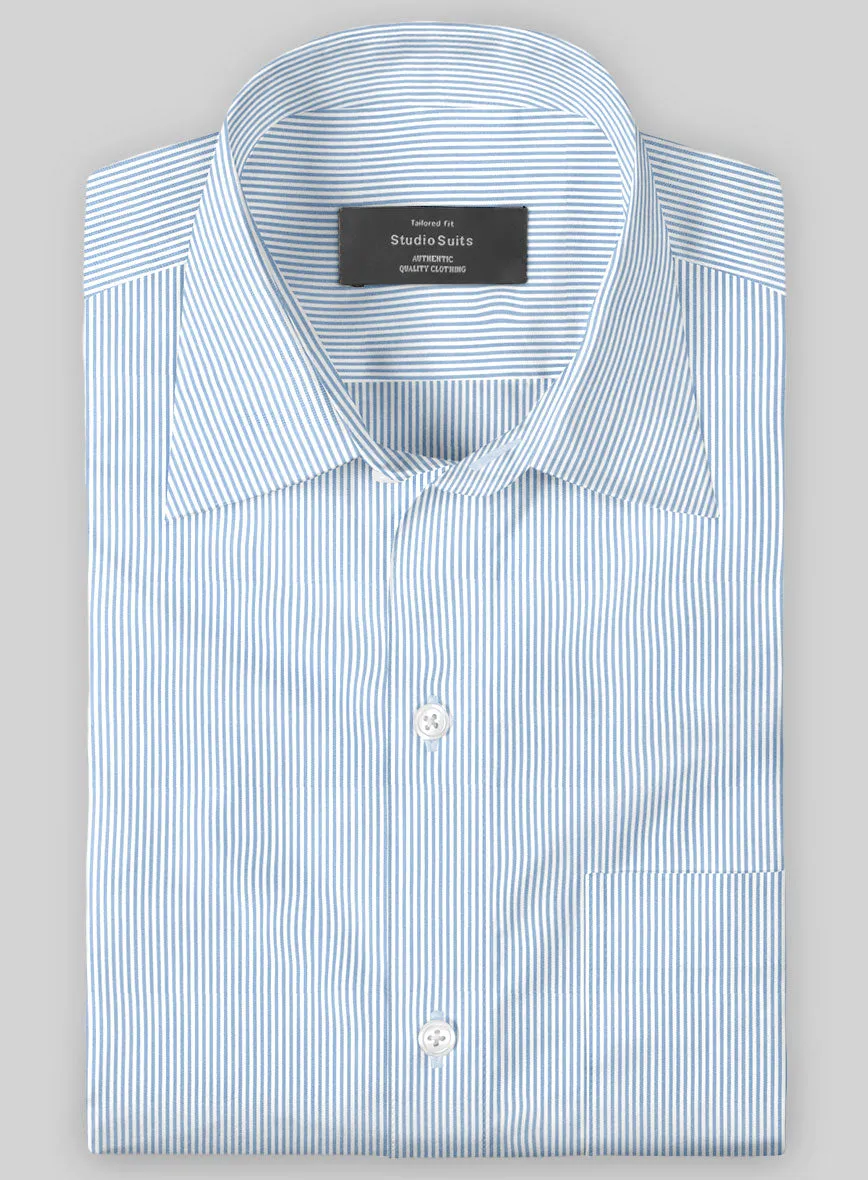 Italian Lombardo Mid Blue Stripes Shirt