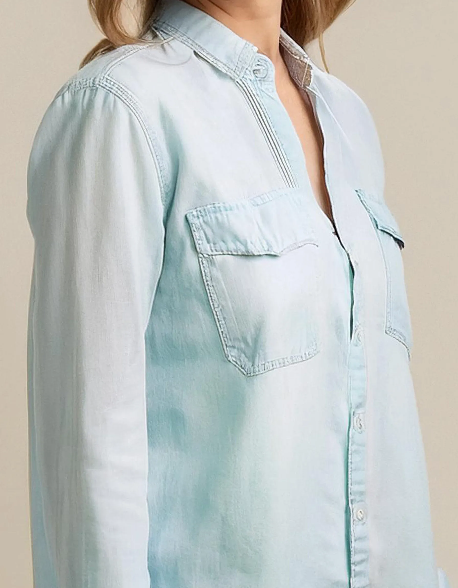 Lighter Wash Light Blue Denim Shirt