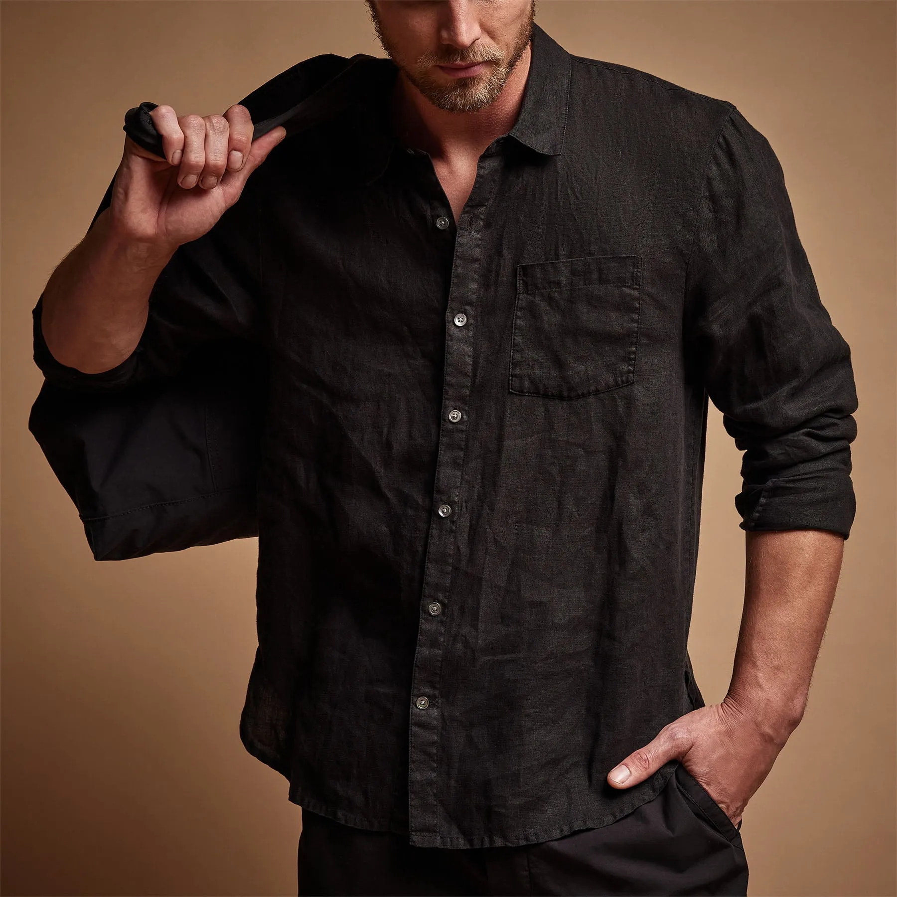 Lightweight Linen Shirt - Black