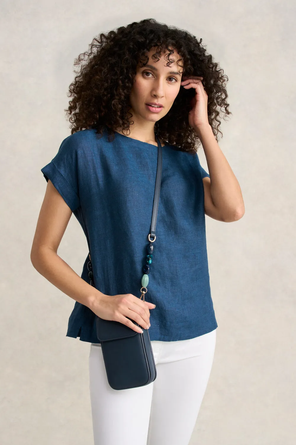 Linen Button Back Top