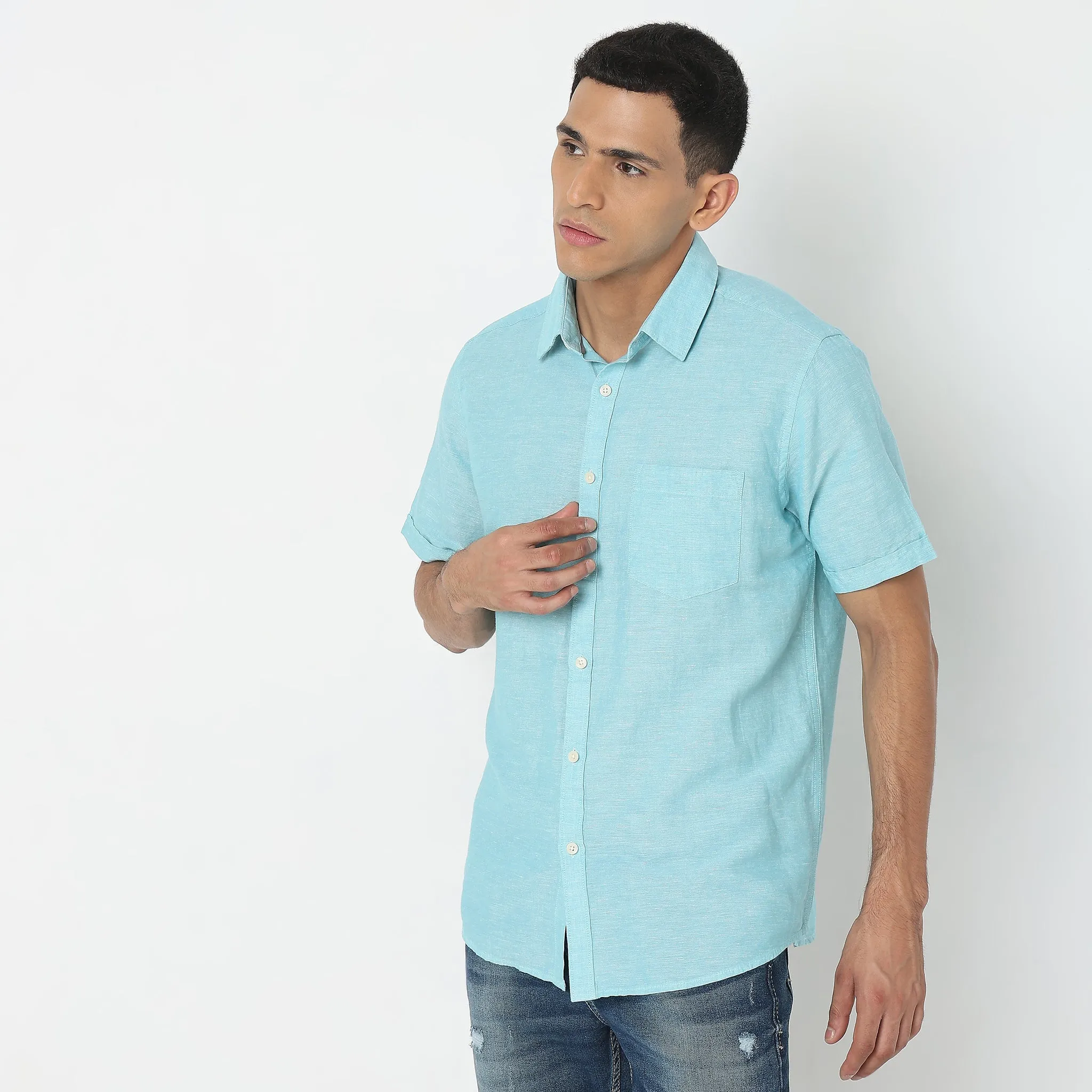 Linen Rich - Premium Natural All Year - Regular Fit Solid Shirt