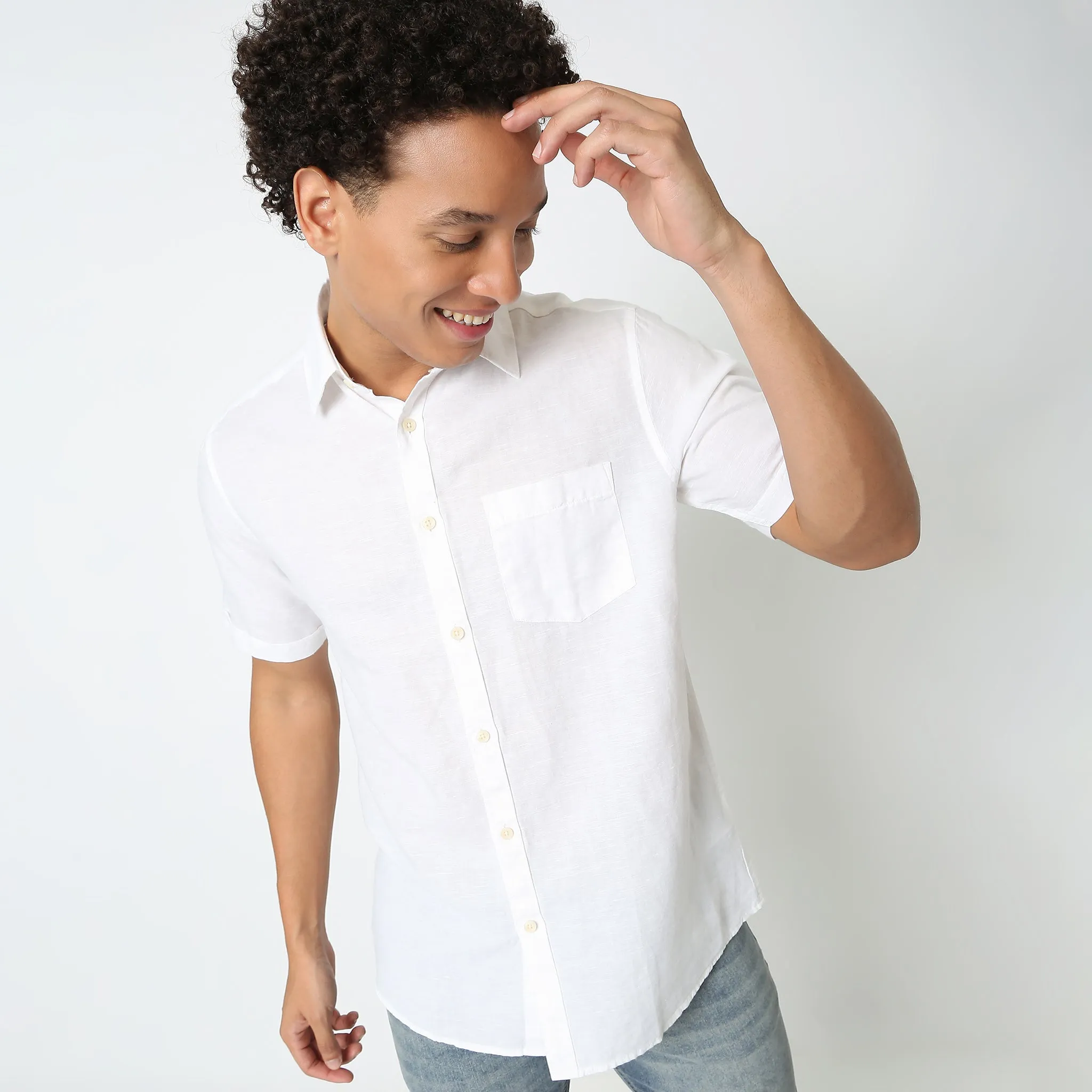 Linen Rich - Premium Natural All Year - Regular Fit Solid Shirt