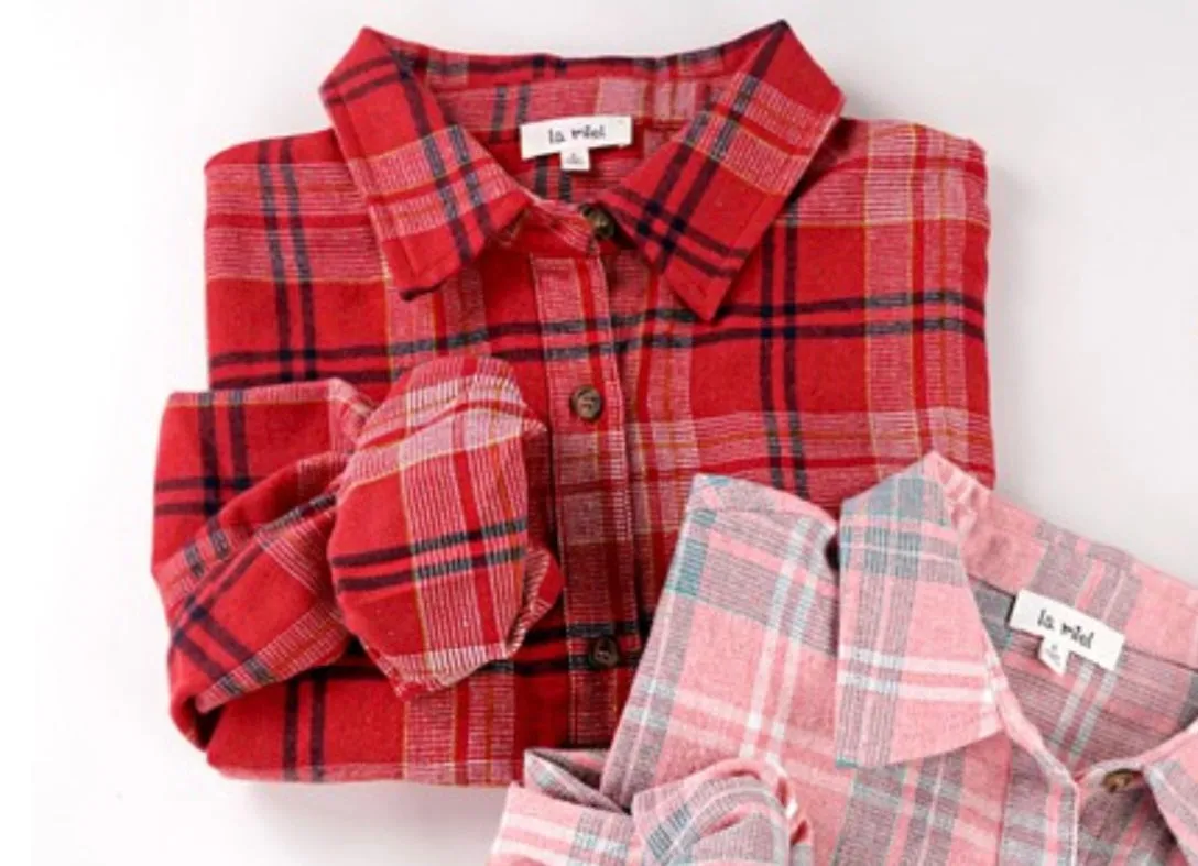 Lola Super Soft Boyfriend Plaid Shirt: Red