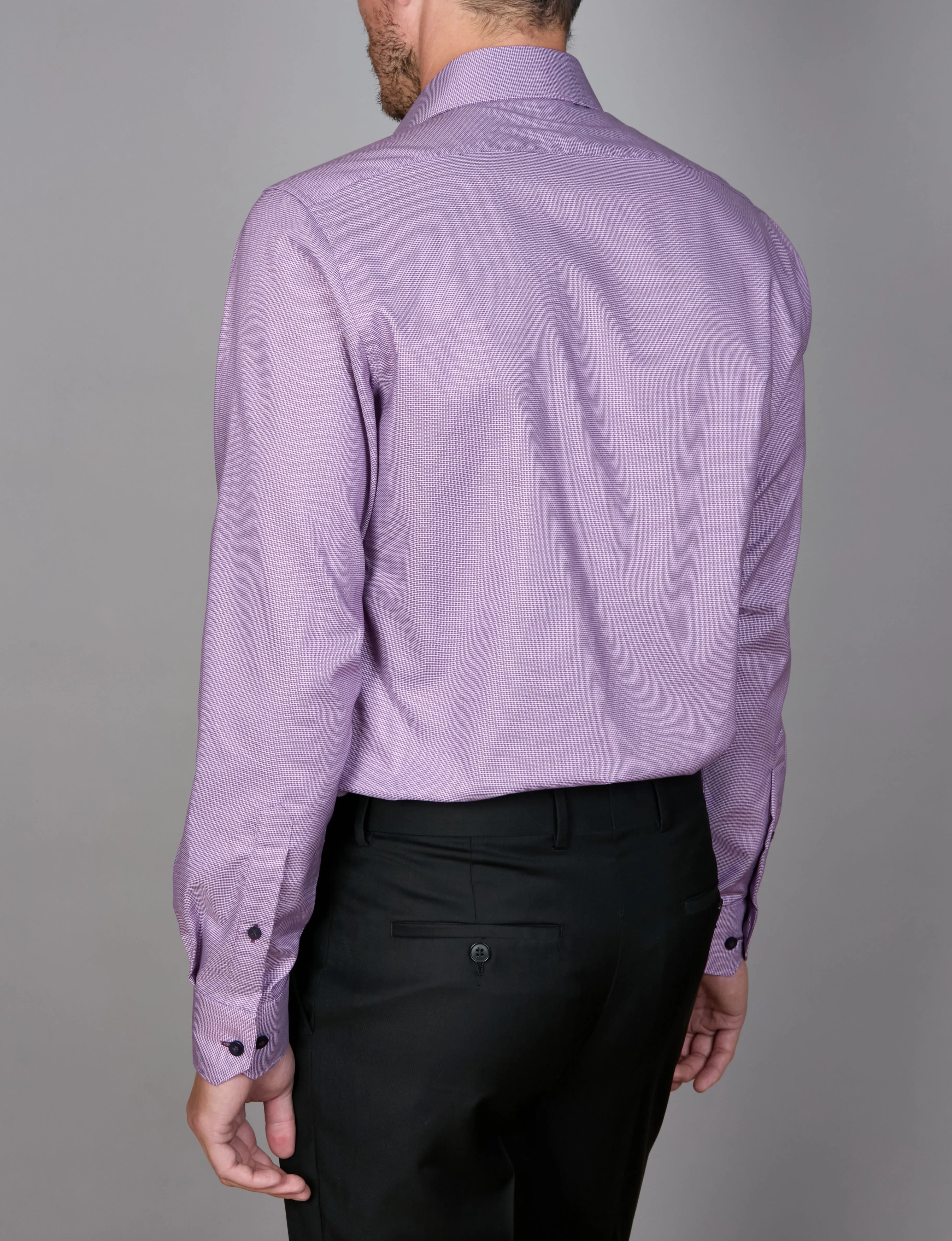 Long Sleeve Business Shirt - Antwerp Stretch Oxford - Mulberry