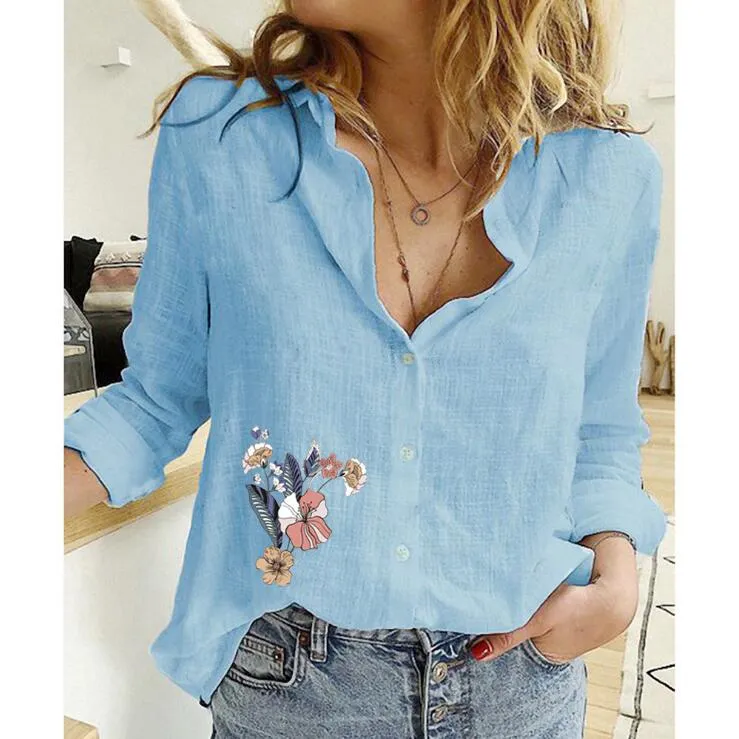 Long Sleeve Casual Linen Blouse