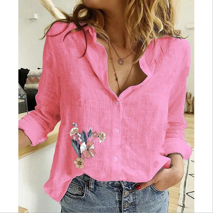 Long Sleeve Casual Linen Blouse