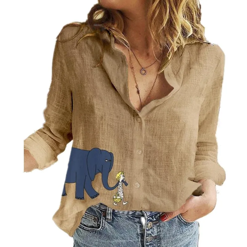 Long Sleeve Casual Linen Blouse