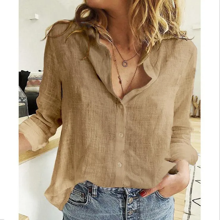 Long Sleeve Casual Linen Blouse