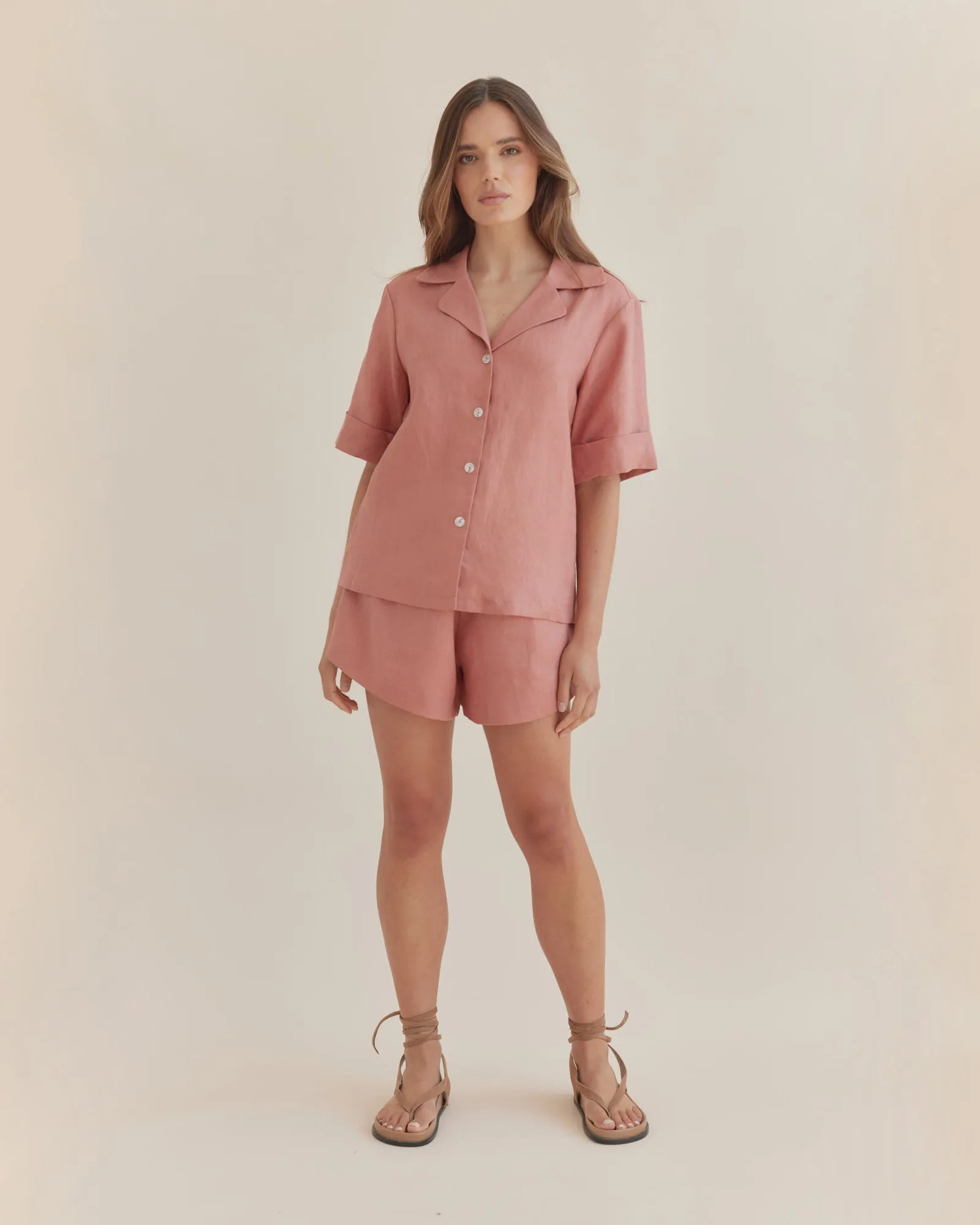 Maelle Linen Shirt - Dusty Pink