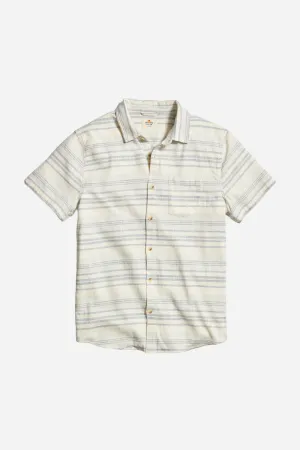 Marine Layer Stretch Selvage Short Sleeve Shirt in Cool Baja Stripe