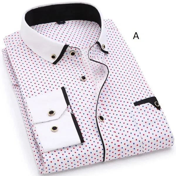 Men Fashion Casual Long Sleeved Printed Shirt