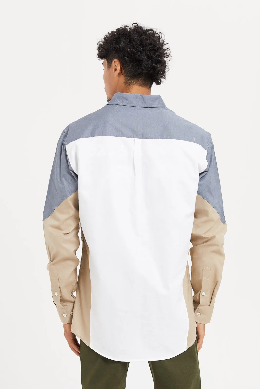 Men Multicolour Cut & Sew Panel Shirt