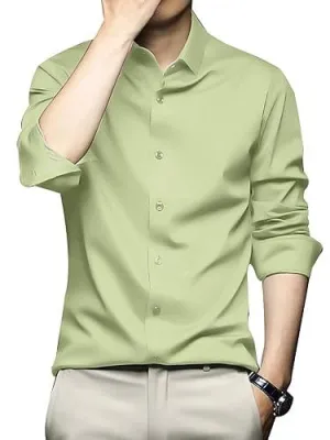 Men Regular Fit Full Sleeve Satin Silk Shirt (