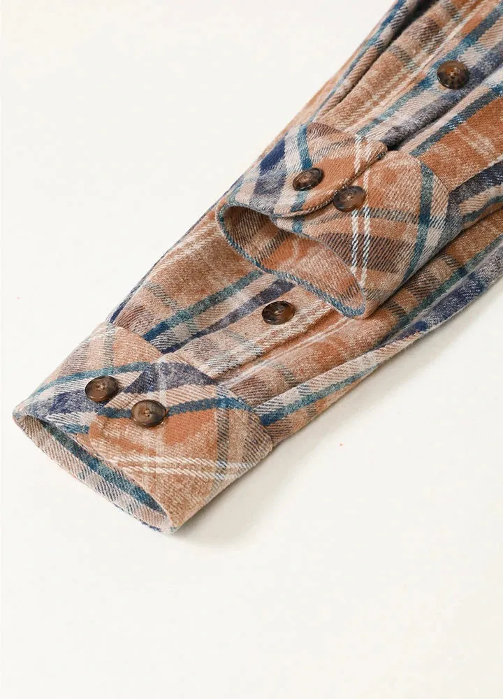 Men's Acid Washed Plaid Flannel Shirt,Midweight 100% Cotton