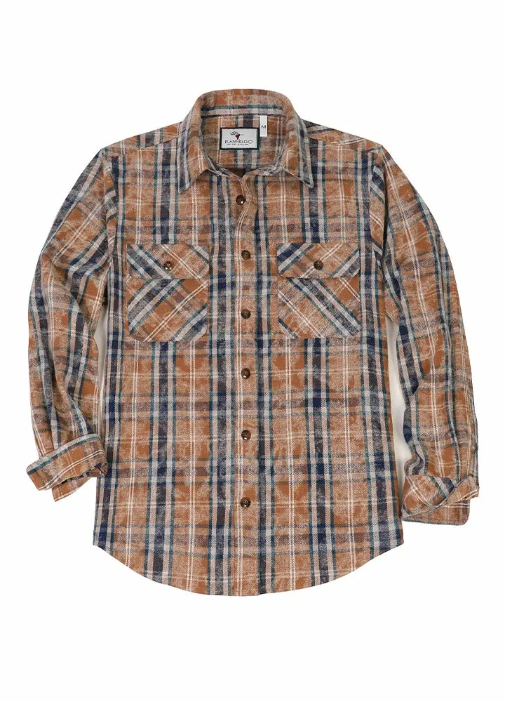 Men's Acid Washed Plaid Flannel Shirt,Midweight 100% Cotton