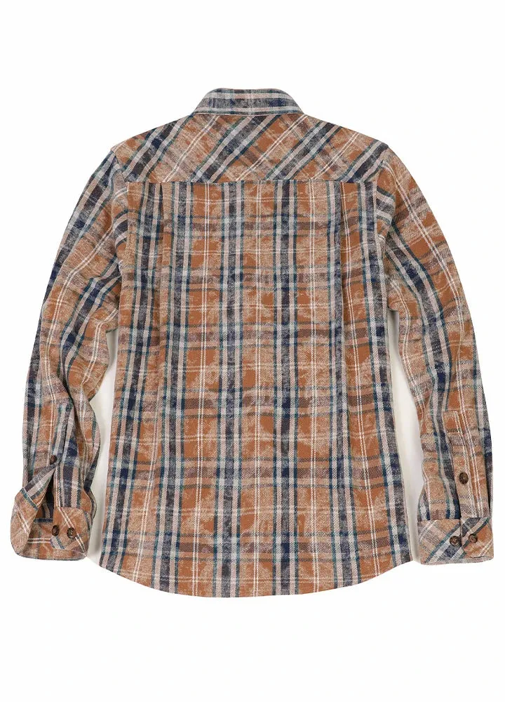 Men's Acid Washed Plaid Flannel Shirt,Midweight 100% Cotton