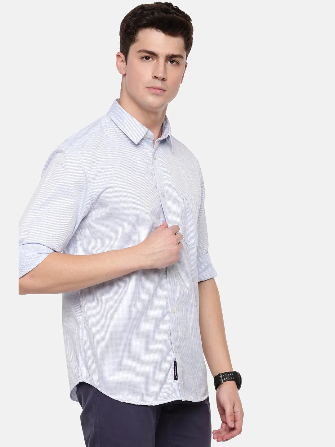 MEN'S BLUE CHECK SLIM FIT SHIRT