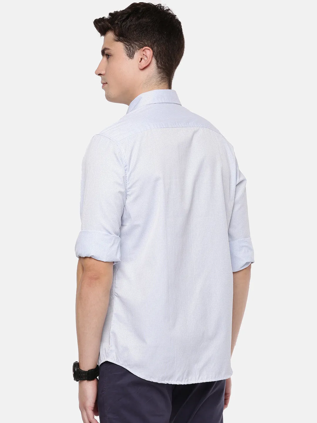 MEN'S BLUE CHECK SLIM FIT SHIRT