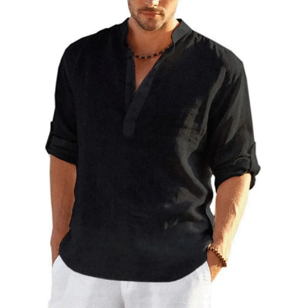 Men's Linen Hemp Long Sleeve Shirt