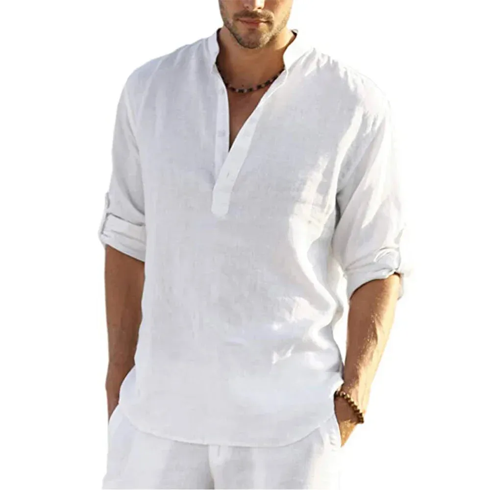 Men's Linen Hemp Long Sleeve Shirt