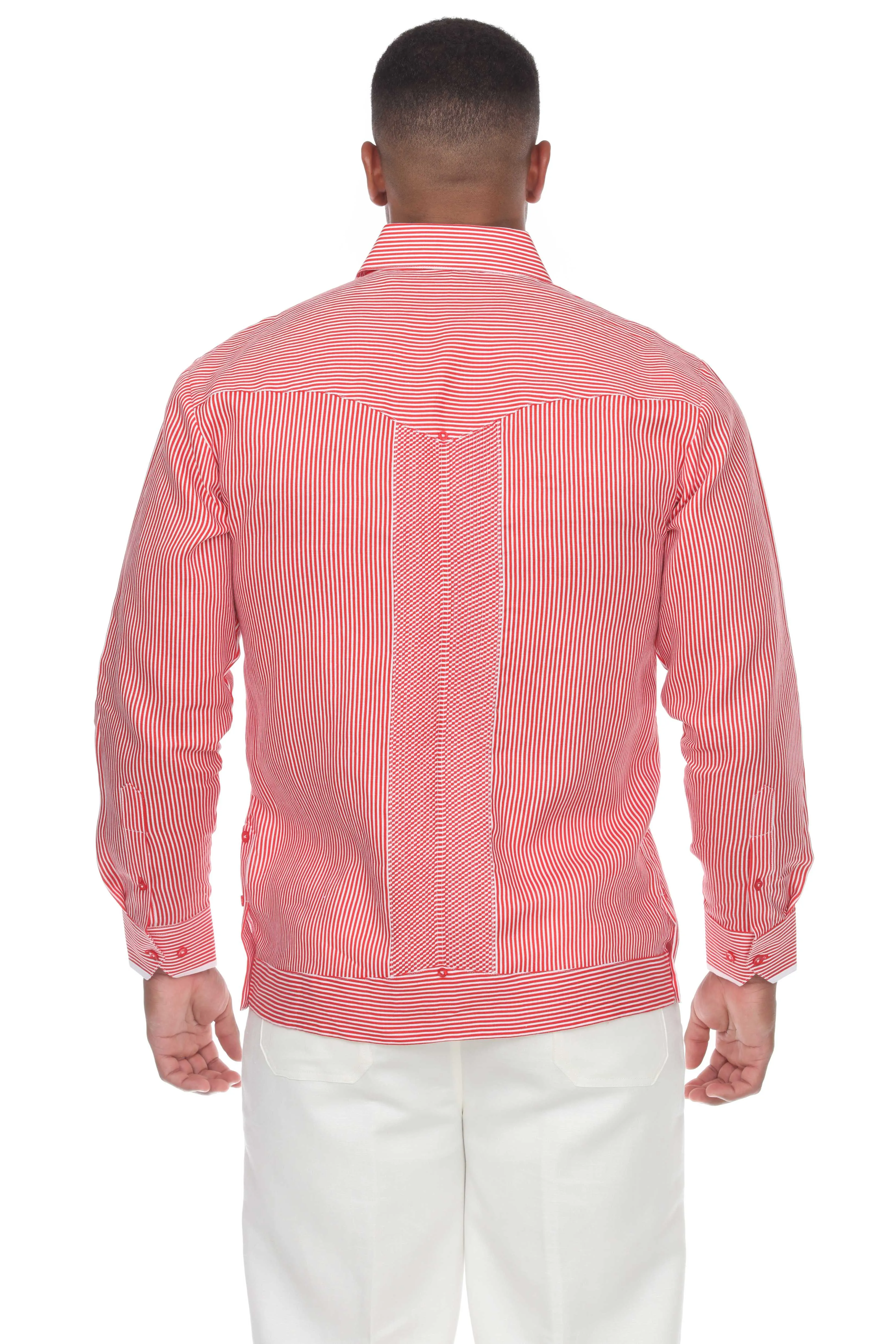 Men's Pinstripe Guayabera Shirt Long Sleeve