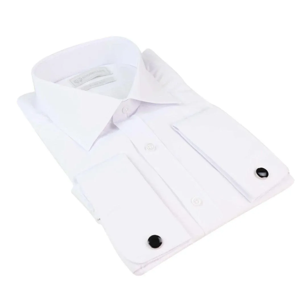 Mens White Nehru Classic Round Removable Collar Button Shirt Slim Regular Fit