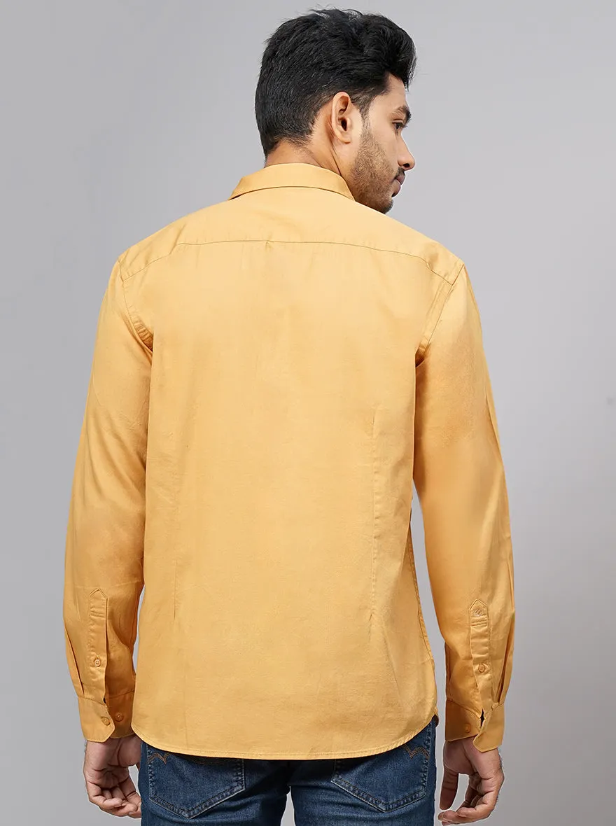 Mustard Yellow Solid Smart Fit Semi Casual Shirt | Greenfibre