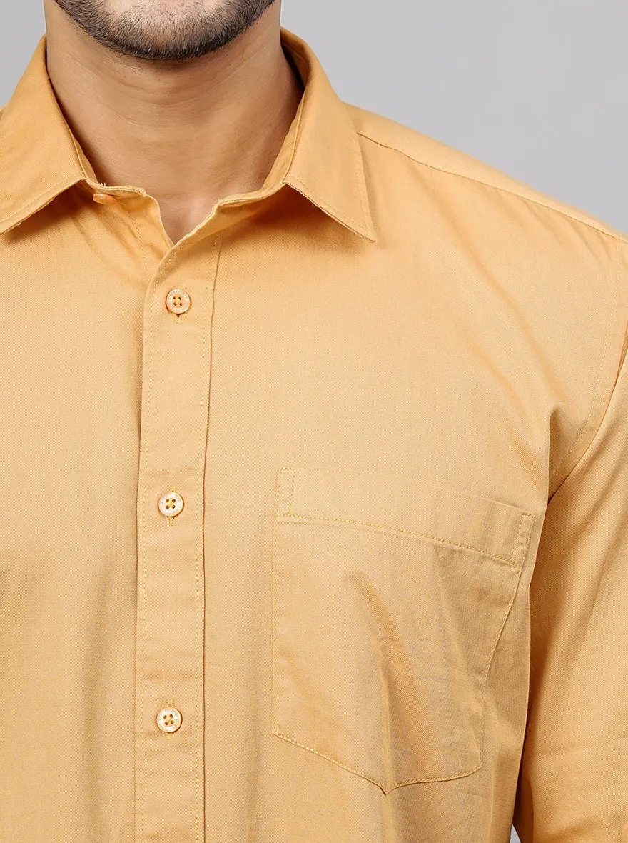 Mustard Yellow Solid Smart Fit Semi Casual Shirt | Greenfibre