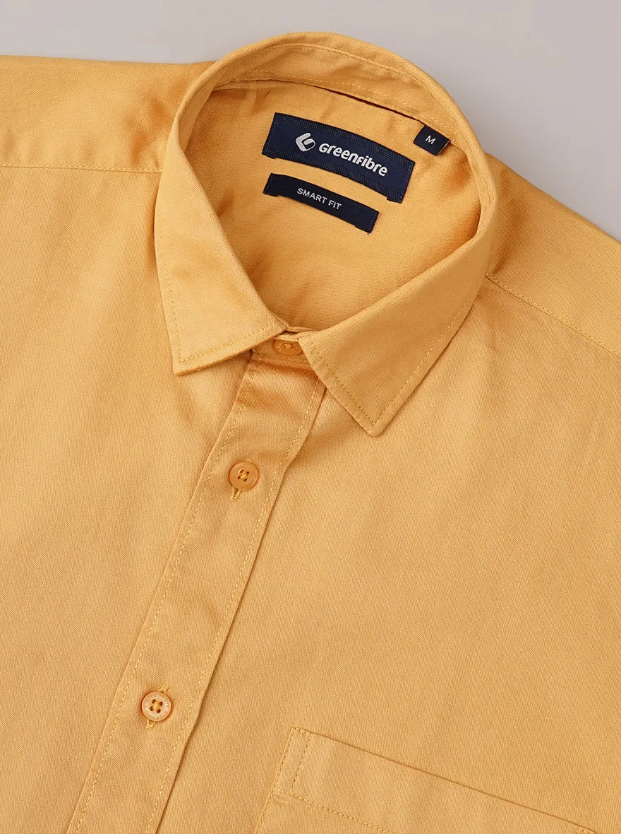 Mustard Yellow Solid Smart Fit Semi Casual Shirt | Greenfibre