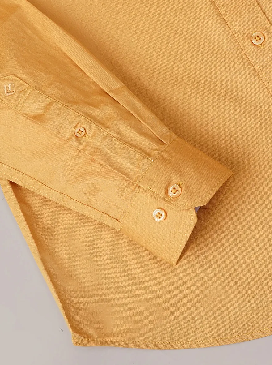 Mustard Yellow Solid Smart Fit Semi Casual Shirt | Greenfibre