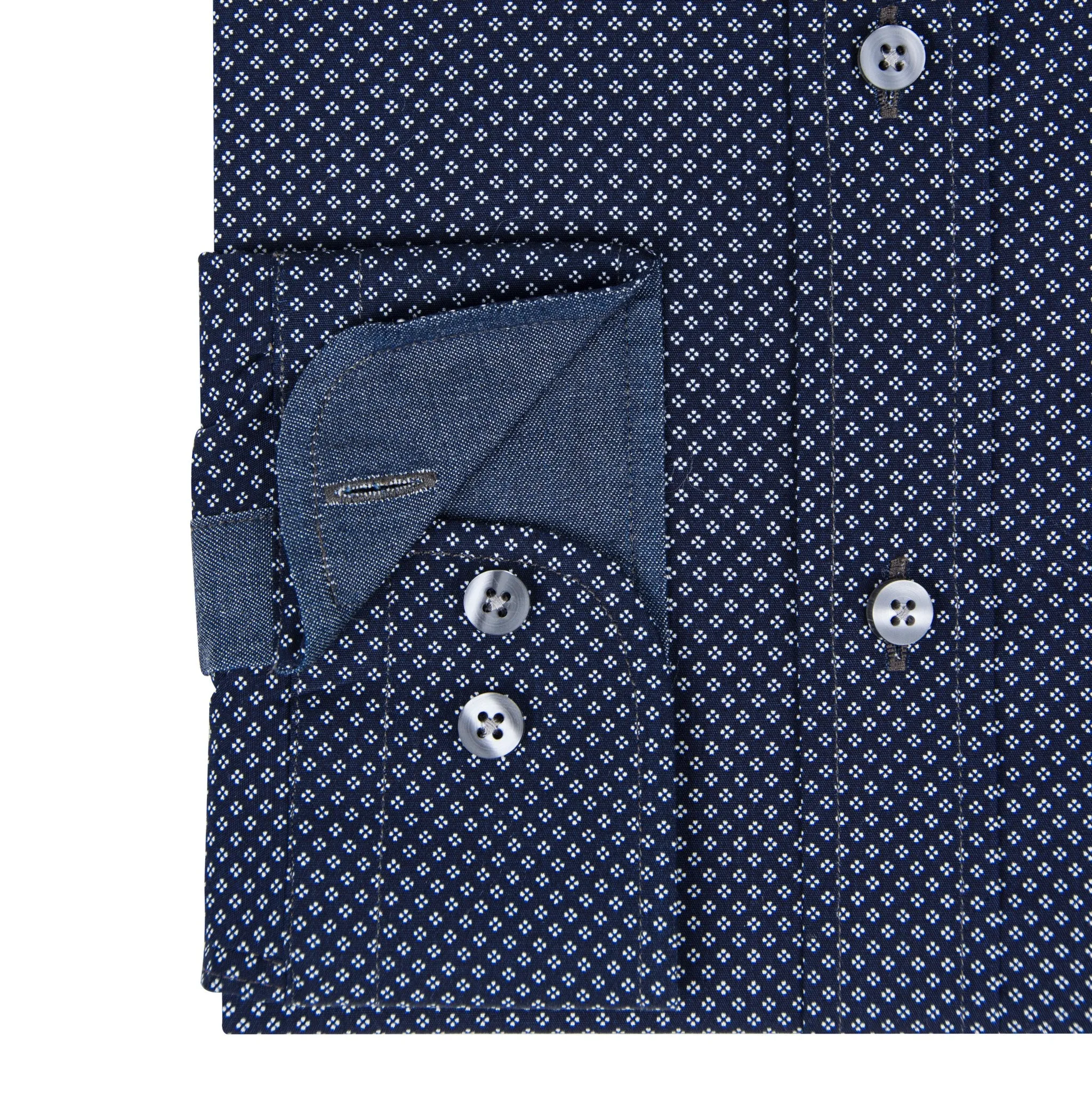 Navy Blue Poplin Micro Motif Print Men's Shirt