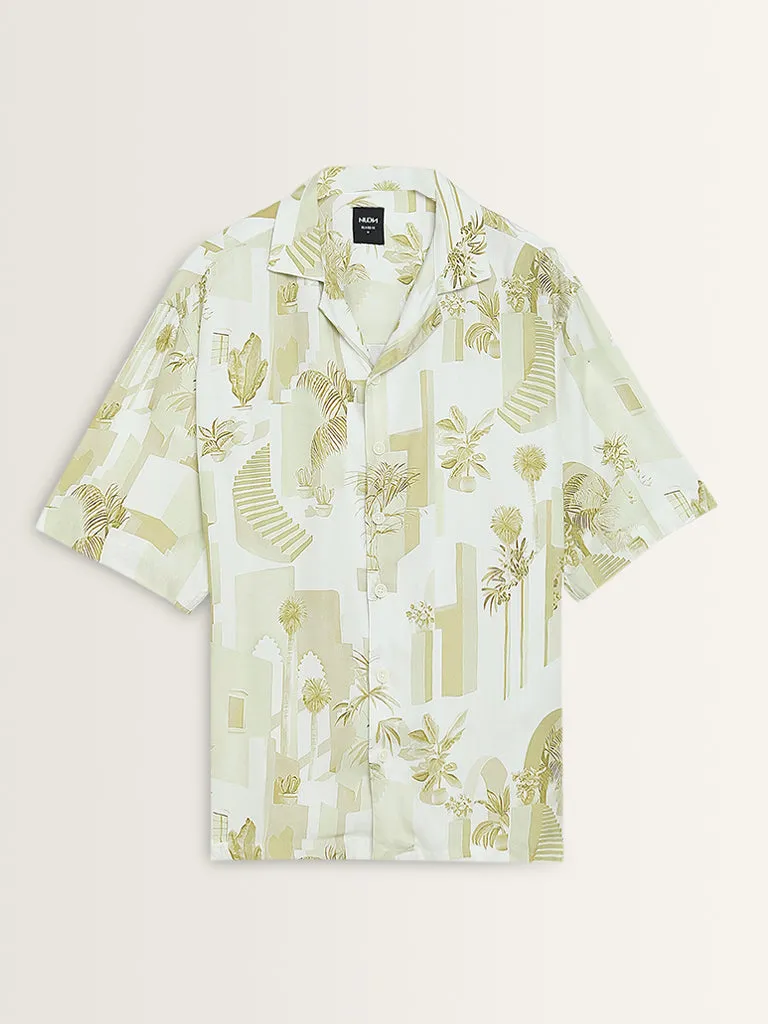 Nuon Yellow Printed Relaxed-Fit Shirt