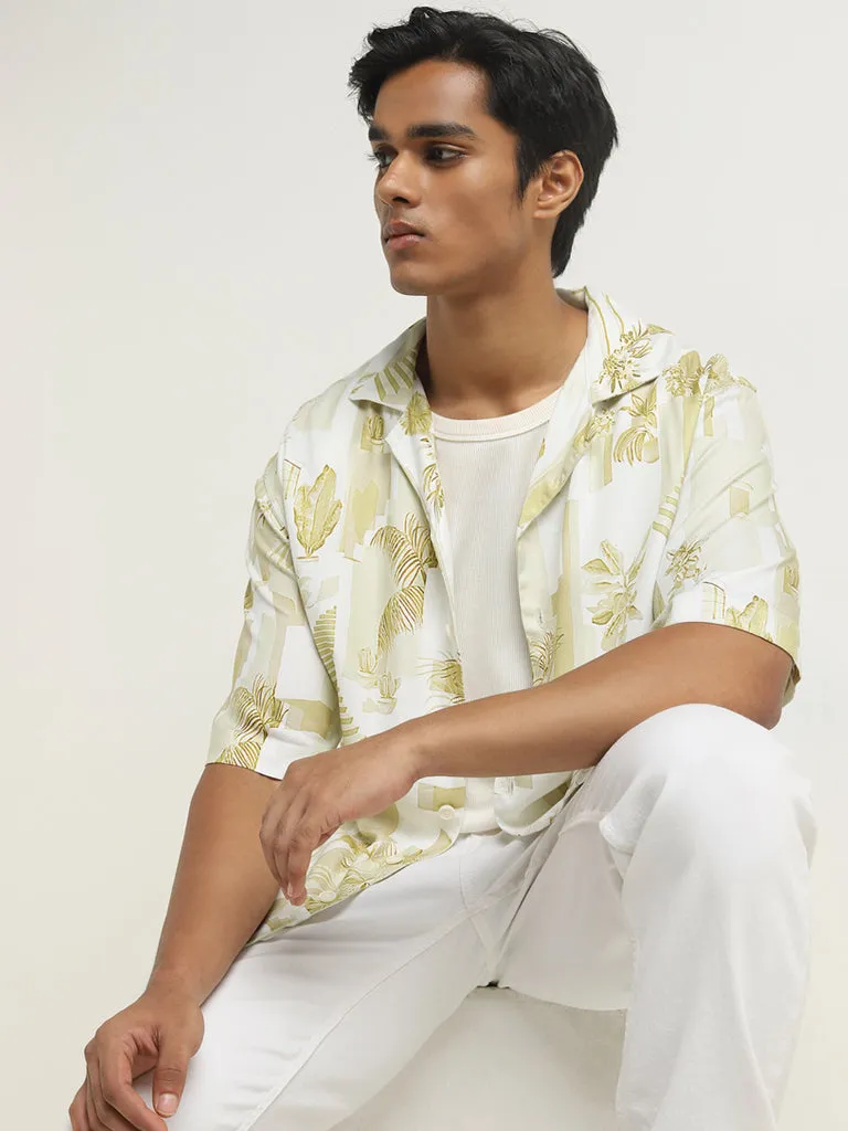 Nuon Yellow Printed Relaxed-Fit Shirt