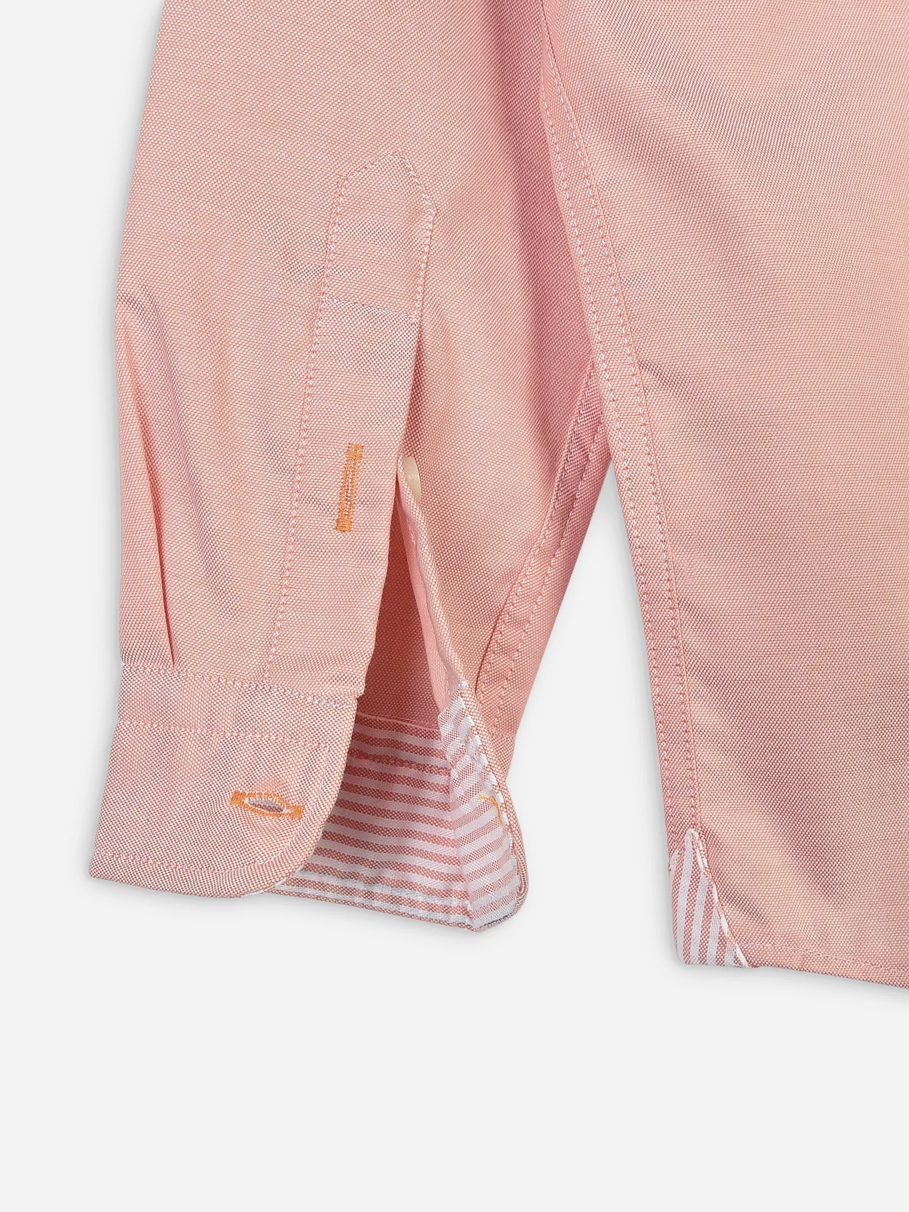 Peach Pink Oxford Long Sleeve Casual Shirt