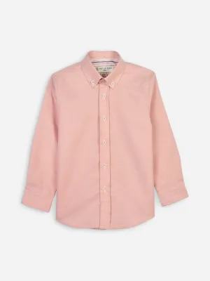 Peach Pink Oxford Long Sleeve Casual Shirt