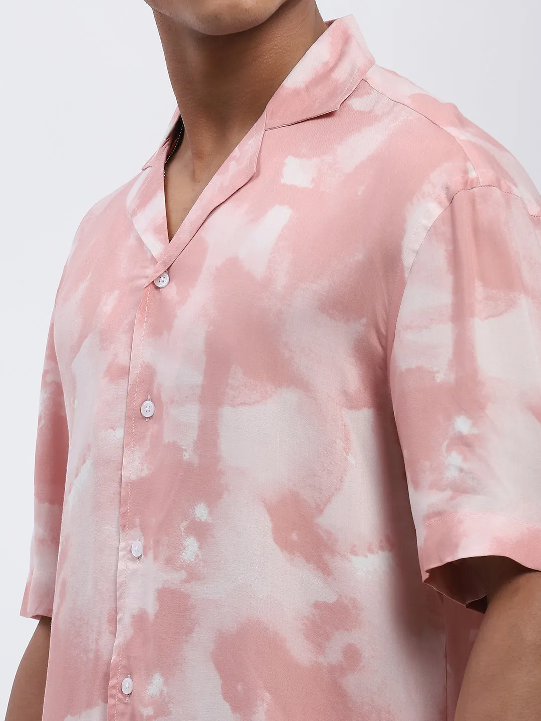 Peach Tie-Dye Men's Resort Shirt