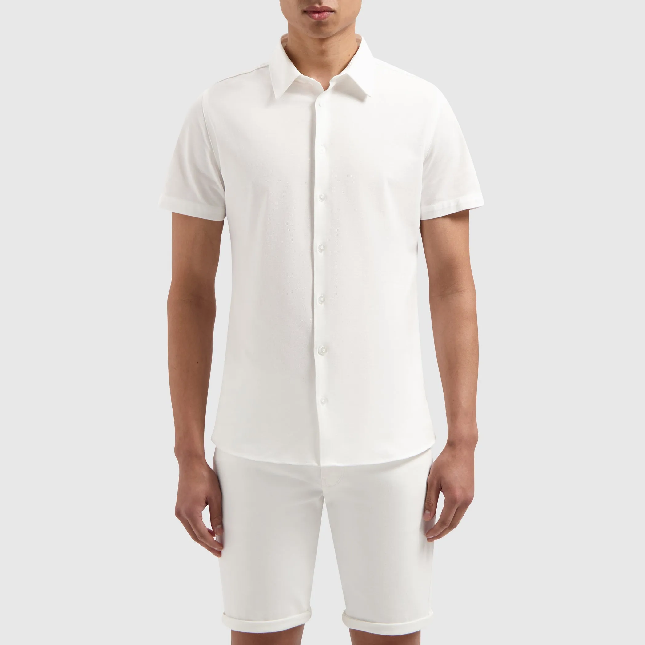 Piqué Short Sleeve Shirt | White