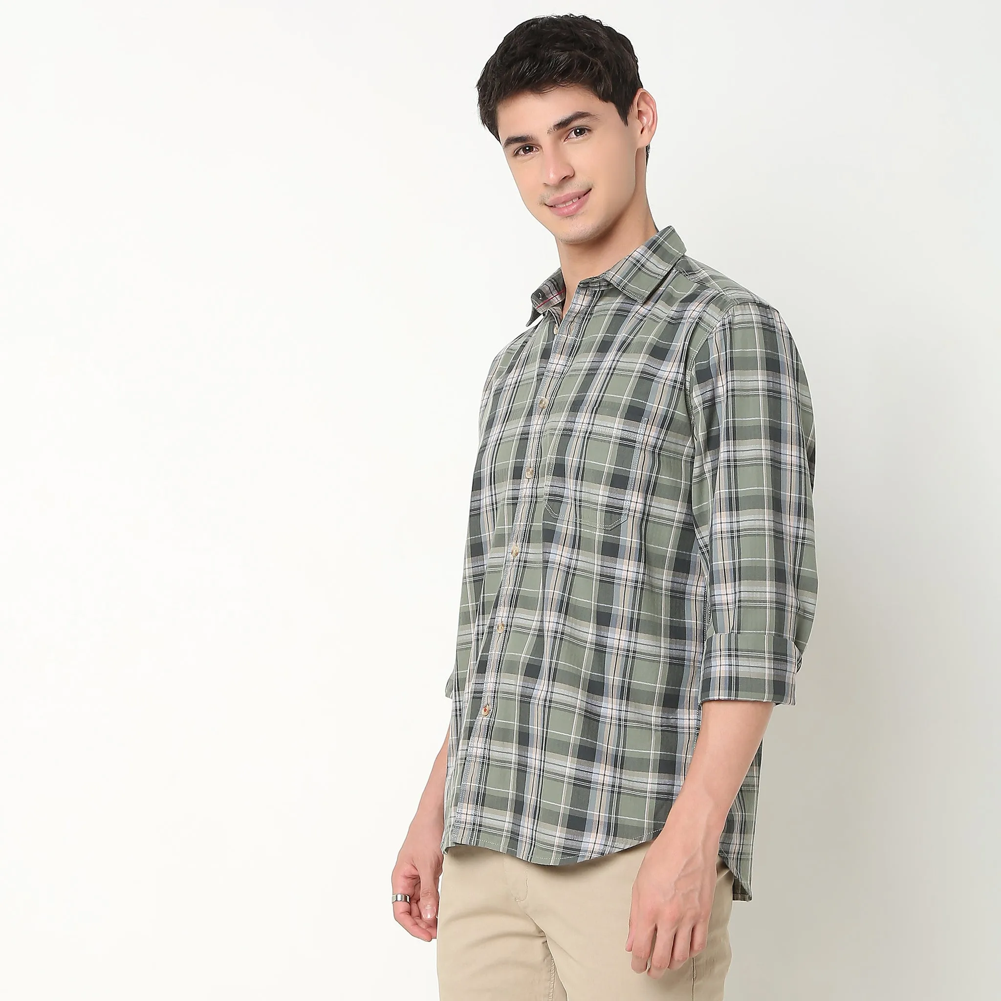 Pure Cotton Easy Wear Regular Fit Checkered Shirt