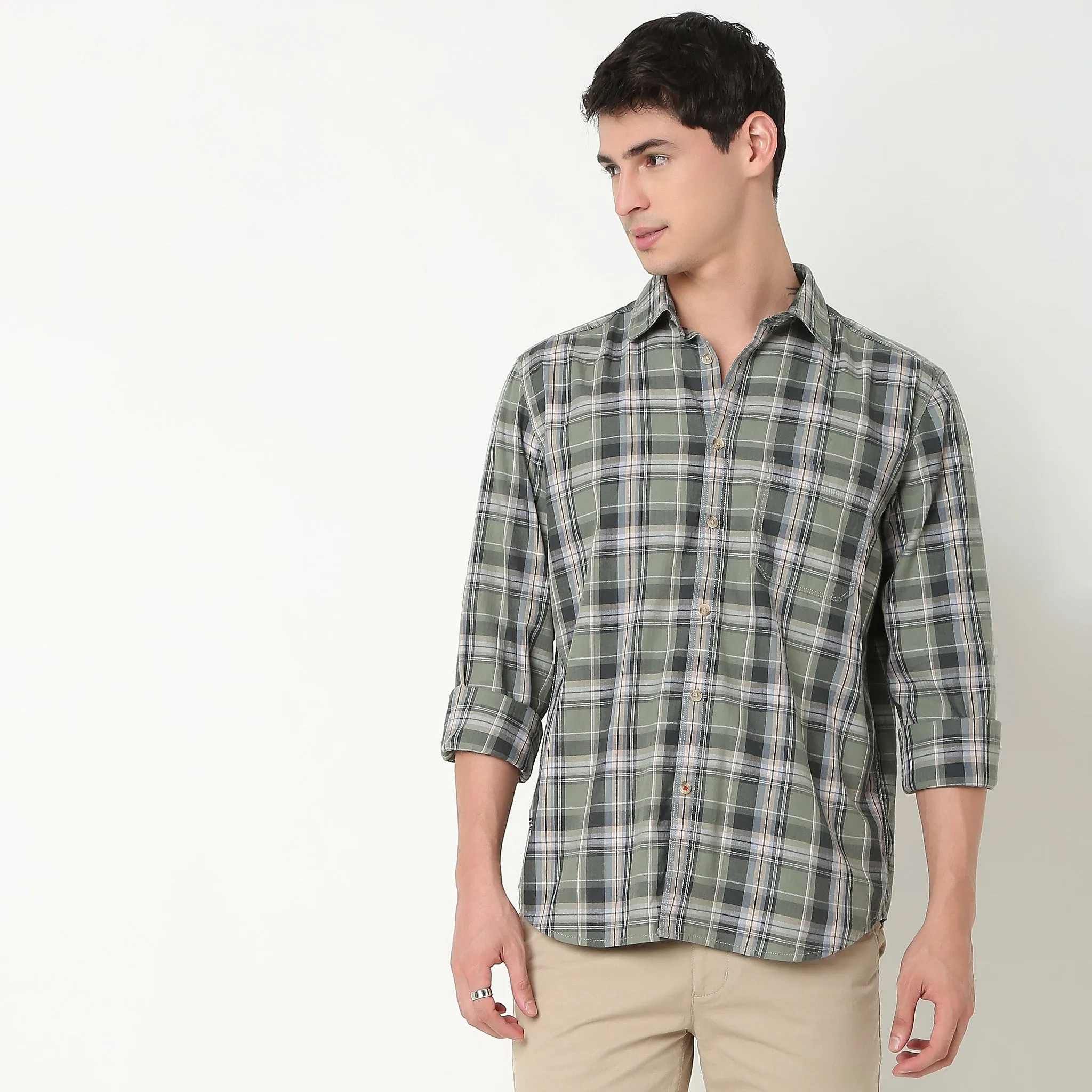 Pure Cotton Easy Wear Regular Fit Checkered Shirt