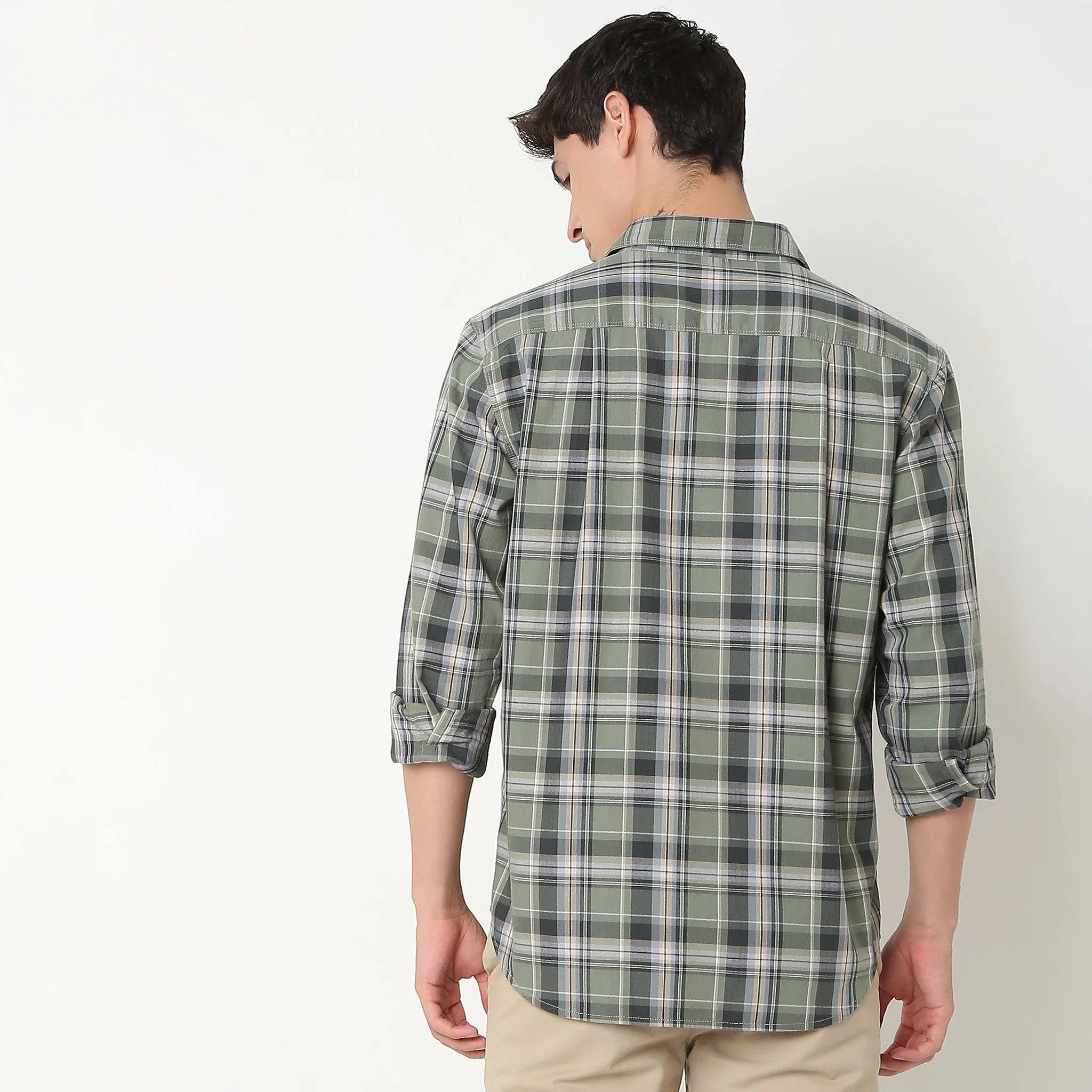 Pure Cotton Easy Wear Regular Fit Checkered Shirt