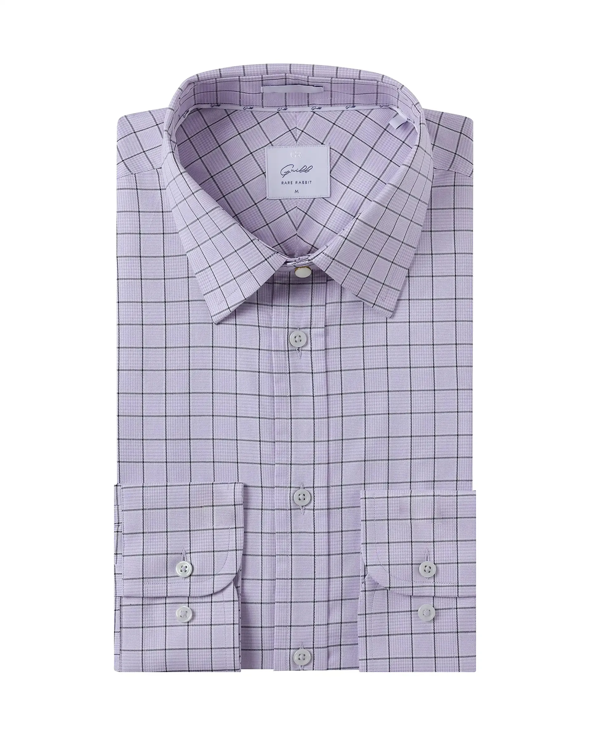 Rare Rabbit Men Rooney Light Purple Full Sleeve Premium Regular Fit Check Shirt