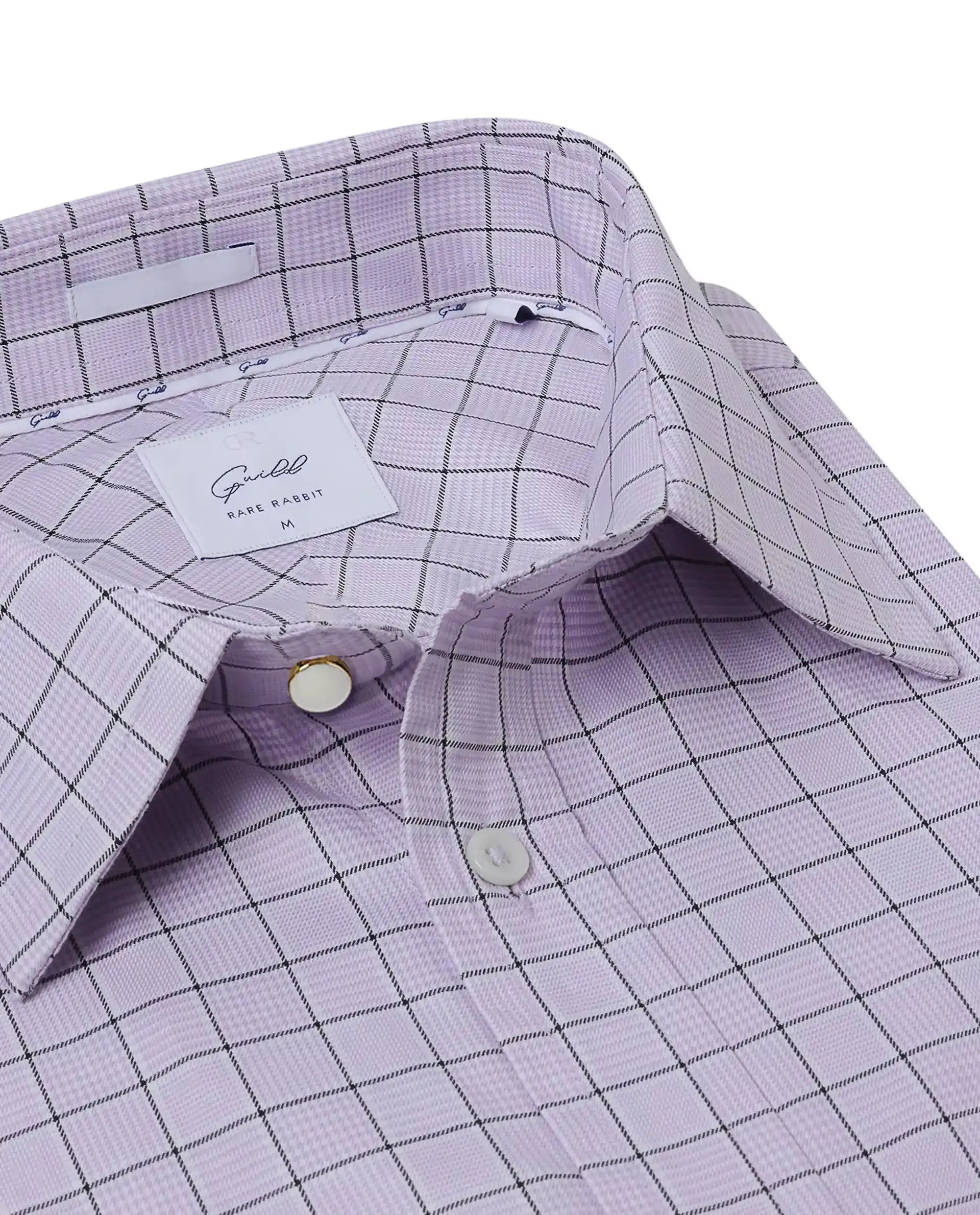 Rare Rabbit Men Rooney Light Purple Full Sleeve Premium Regular Fit Check Shirt