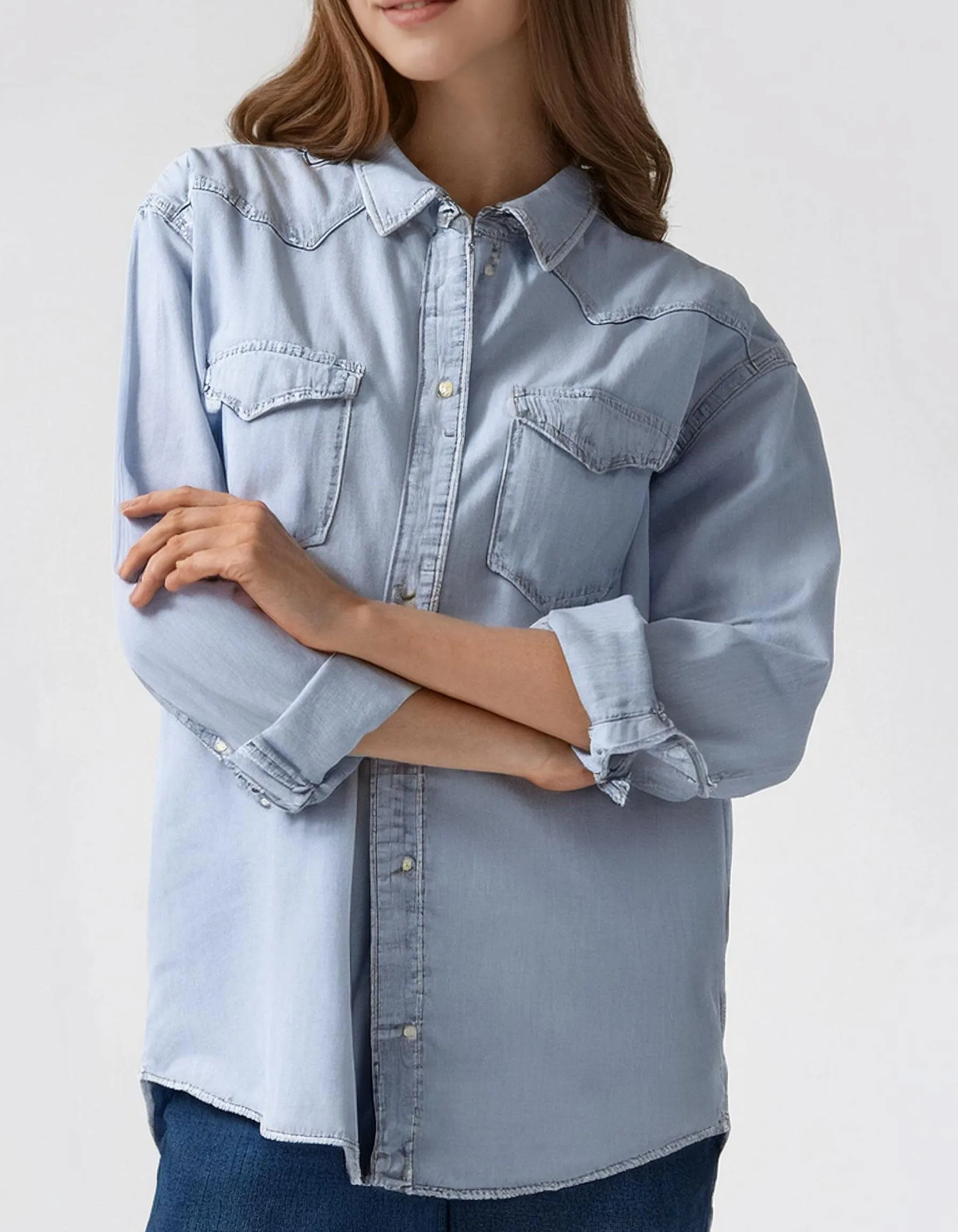 Relaxed Fit Light Blue Denim Shirt