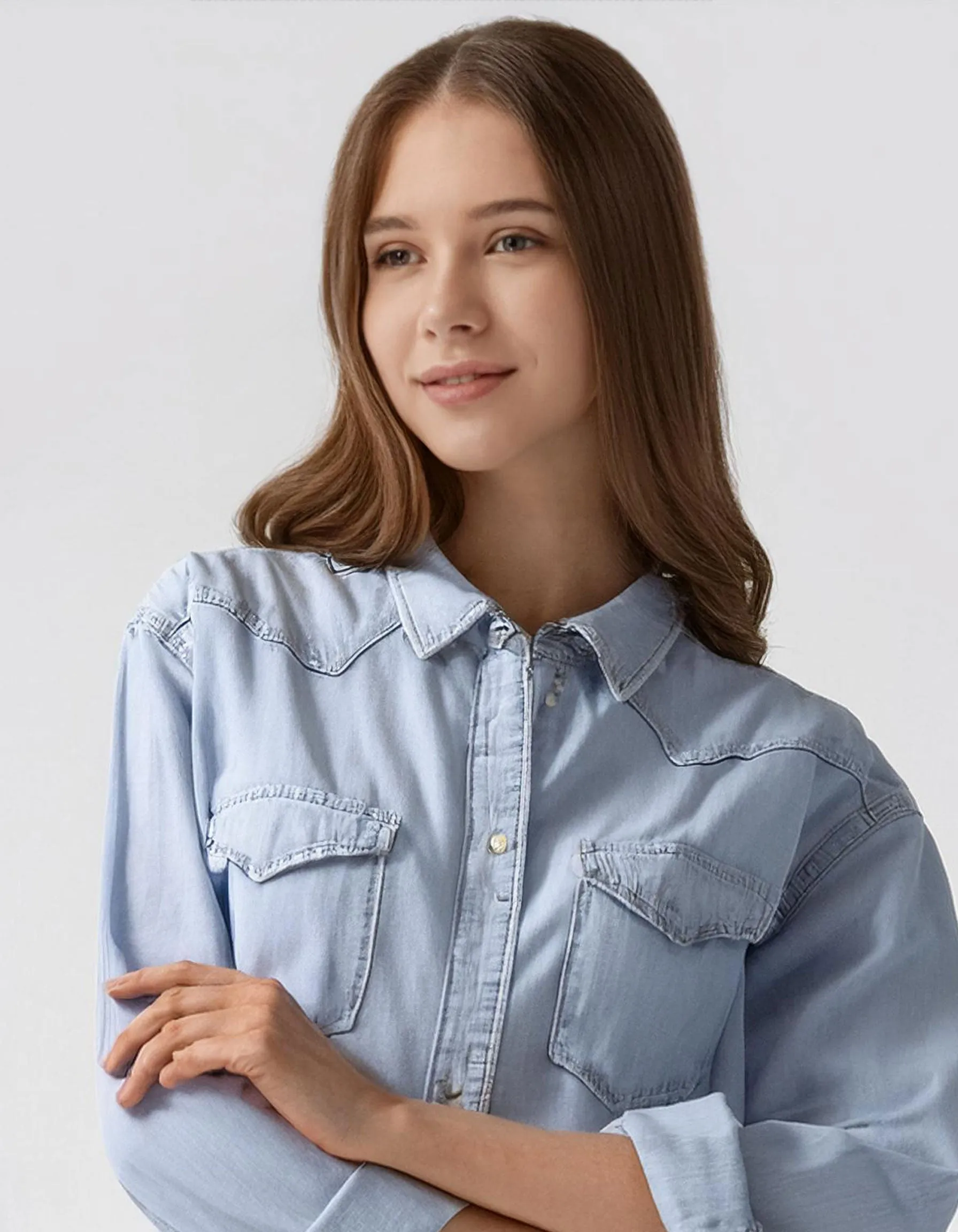 Relaxed Fit Light Blue Denim Shirt