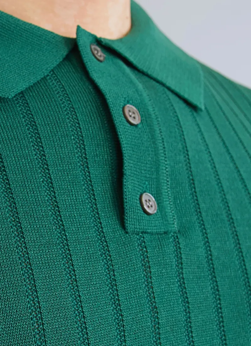 Ribbed Polo Shirt - Green