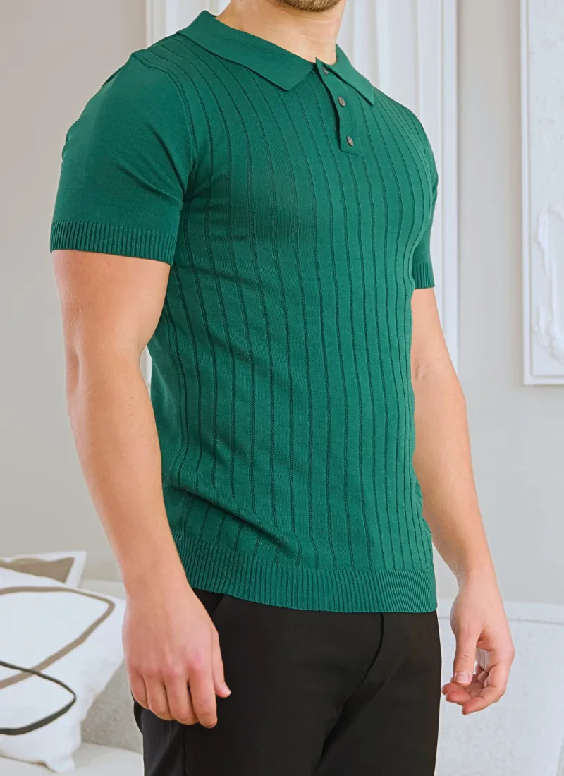 Ribbed Polo Shirt - Green