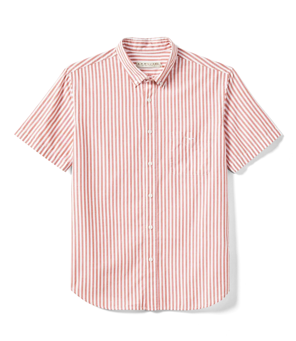 R.M.Williams - Regular Shirt - Striped - Short Sleeve - Red & White